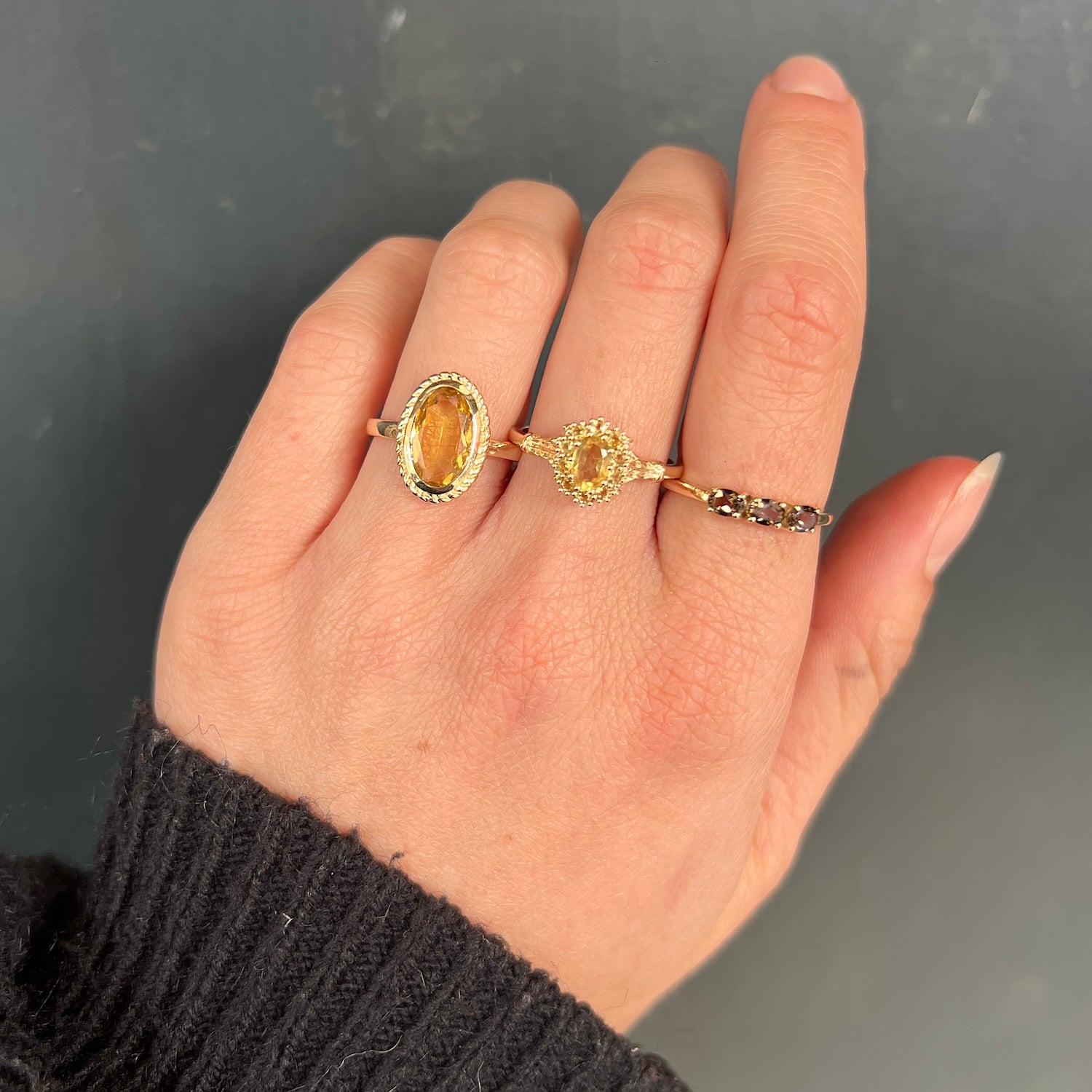 Citrine Flower ring | 14K Gold